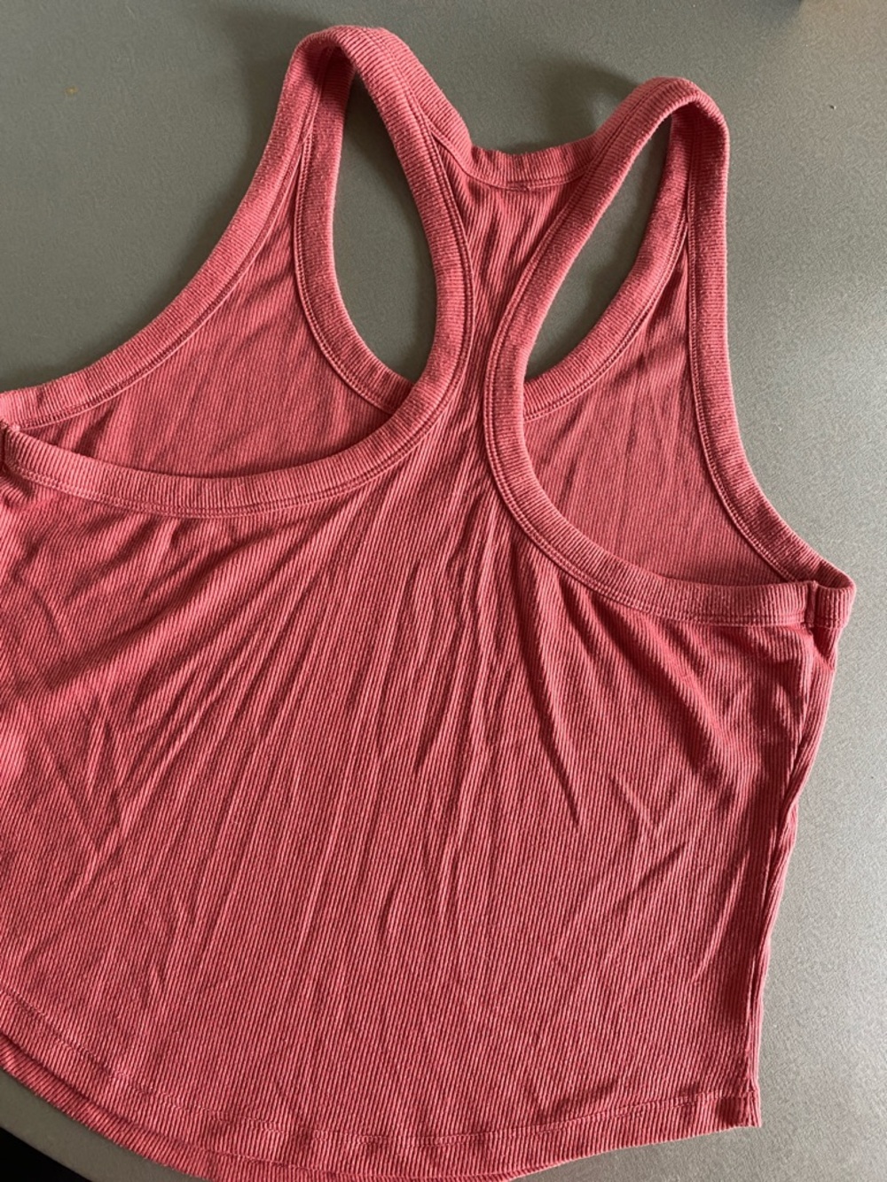 Women's Ribbed Racerback Tank Top - Blue/Gray & Rust - Picture 6 of 8